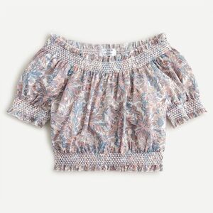 J. Crew Smocked cotton top in Liberty® Faraway Plum floral 
Size M